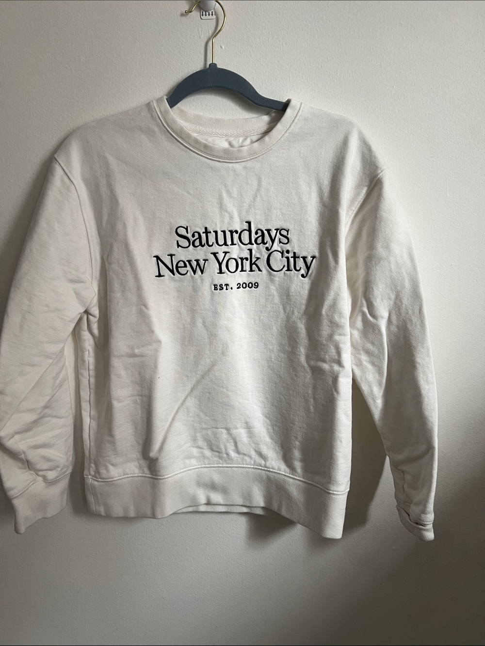 Saturdays New York City White Crewneck Sweatshirt with Black Logo